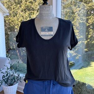NWT Apt.9 S faded black rolled short sleeve T scoop neck, tie side ,casual top